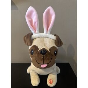 Hallmark WATCH ME HOP PUG DOG w/ BUNNY EARS Easter Themed ELECTRONIC PLUSH Plays